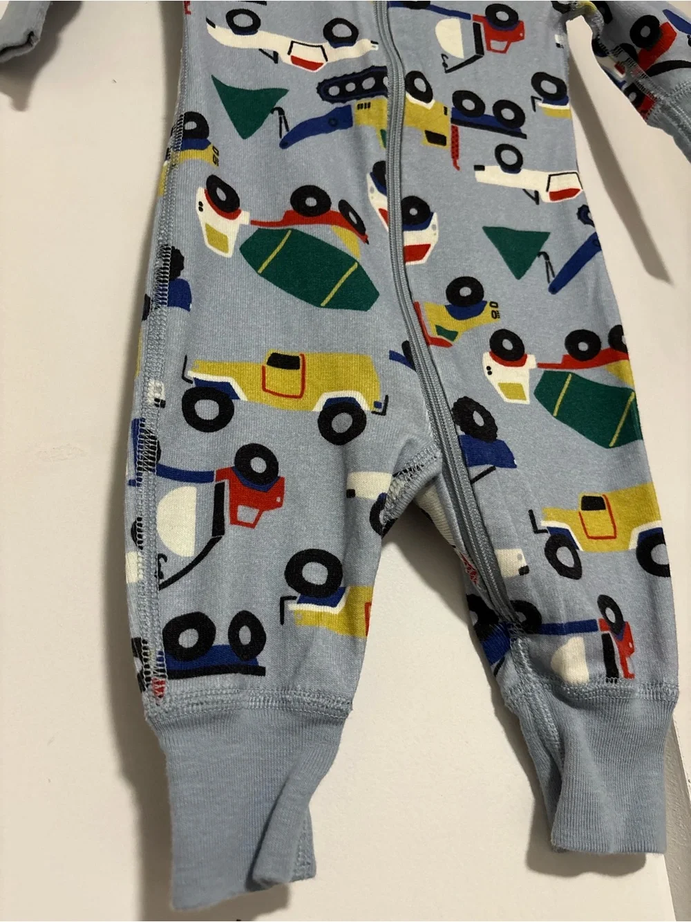 Hanna Andersson 0-3 month Blue Construction Print One-Piece Pajamas